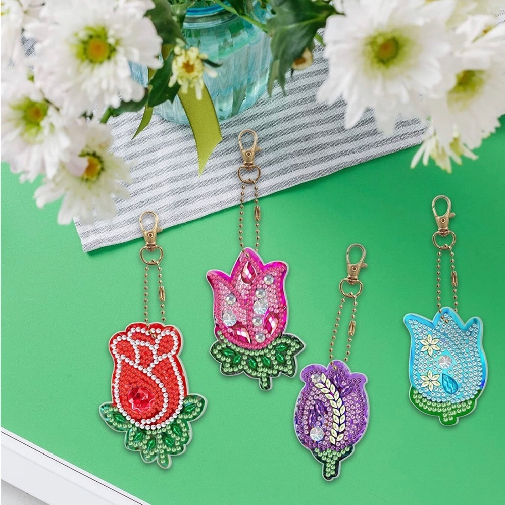 ๐4/$25 DIY Diamond Painting Crystal Tulip Keychain/Purse Charm Kit Complete - Picture 4 of 7
